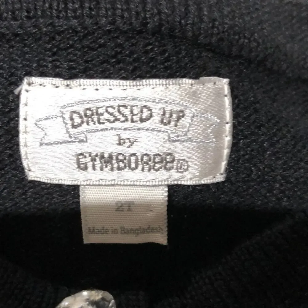 Gymboree 2t bling button black puff sleeve worn 1